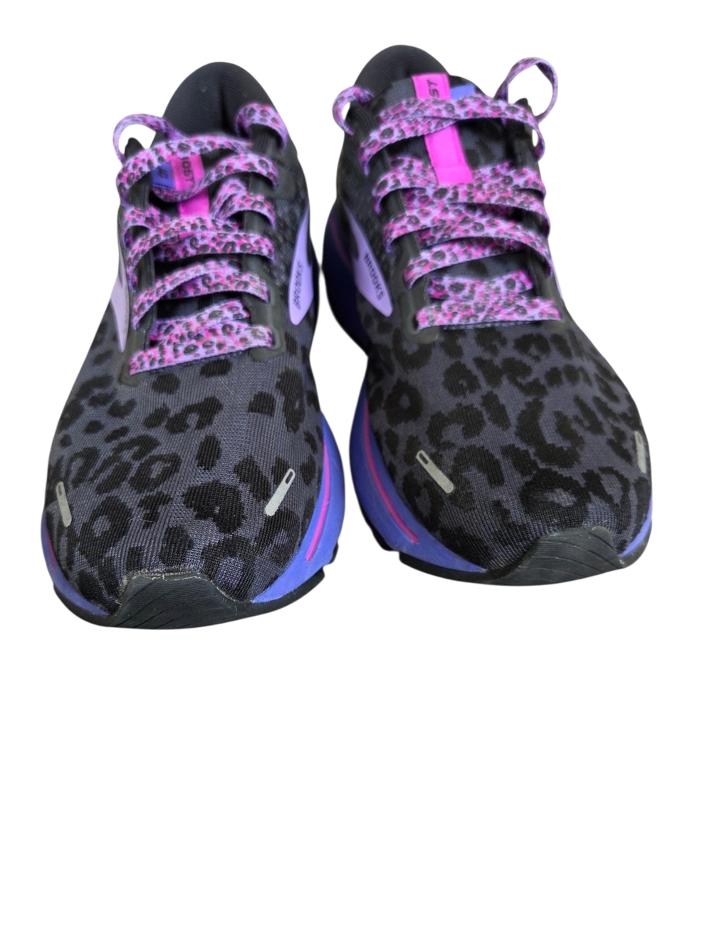 Brooks Ghost 14 Women's Running Shoes Black Leopard Cheetah and Purple 8 - Picture 3 of 11
